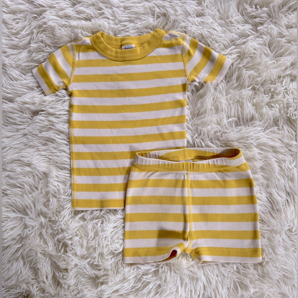 Hanna Andersson Yellow and White Striped PJ Set 3T
